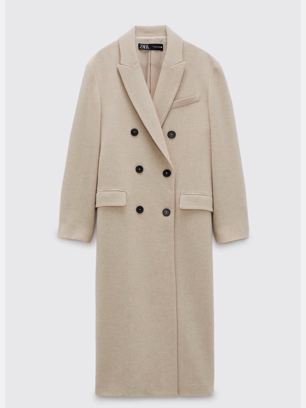 NWOT Zara wool double breasted wool blend coat sand - Picture 7 of 10